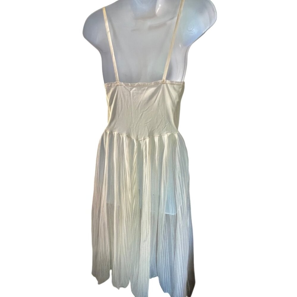 Rogers Cream Pleated Nightgown Grecian Trim Adjustable Straps Coquette 1950s - Picture 2 of 12